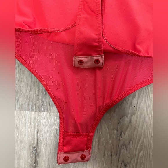 Free People Intimately Square Eyes Red Thong Bodysuit Size Small Square Neckline - Picture 4 of 7